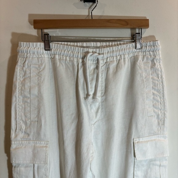 ZARA Sz  M Linen Cotton Blend Cargo Style Multiple Pockets Trousers Pants - Picture 4 of 10